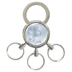 Faded Blue Floral Print 3-ring Key Chain by SpinnyChairDesigns