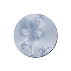 Faded Blue Floral Print Rubber Coaster (round)  by SpinnyChairDesigns