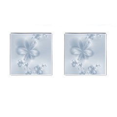 Faded Blue Floral Print Cufflinks (square) by SpinnyChairDesigns