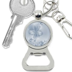 Faded Blue Floral Print Bottle Opener Key Chain by SpinnyChairDesigns