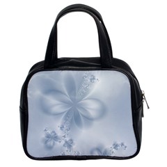 Faded Blue Floral Print Classic Handbag (two Sides) by SpinnyChairDesigns