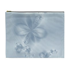 Faded Blue Floral Print Cosmetic Bag (xl) by SpinnyChairDesigns