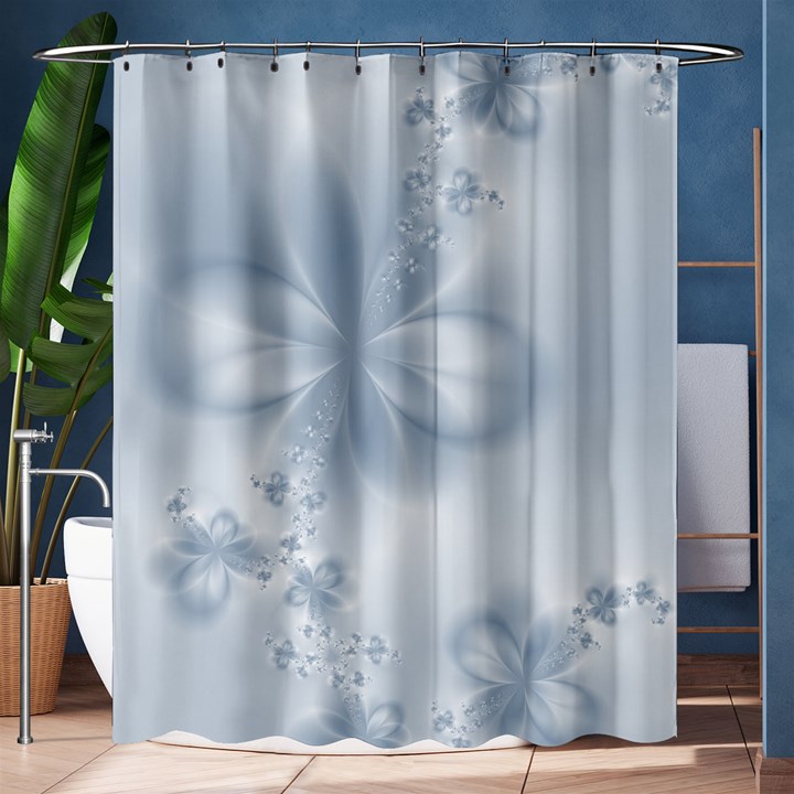 Faded Blue Floral Print Shower Curtain 60  x 72  (Medium) 