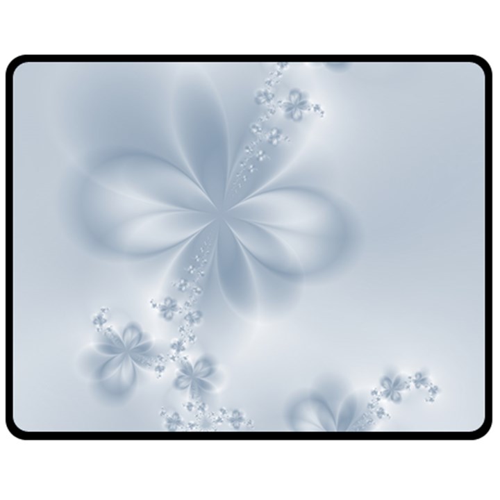 Faded Blue Floral Print Double Sided Fleece Blanket (Medium) 