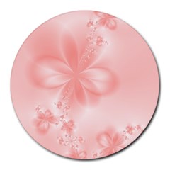 Pastel Coral Floral Print Round Mousepads by SpinnyChairDesigns