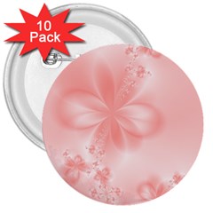 Pastel Coral Floral Print 3  Buttons (10 Pack)  by SpinnyChairDesigns