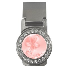 Pastel Coral Floral Print Money Clips (cz)  by SpinnyChairDesigns