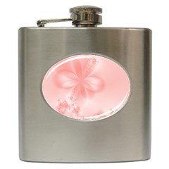 Pastel Coral Floral Print Hip Flask (6 Oz) by SpinnyChairDesigns