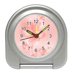 Pastel Coral Floral Print Travel Alarm Clock by SpinnyChairDesigns