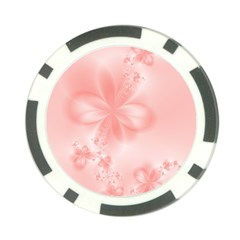 Pastel Coral Floral Print Poker Chip Card Guard by SpinnyChairDesigns