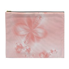 Pastel Coral Floral Print Cosmetic Bag (xl) by SpinnyChairDesigns