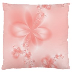 Pastel Coral Floral Print Large Cushion Case (one Side) by SpinnyChairDesigns