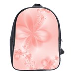 Pastel Coral Floral Print School Bag (XL) Front