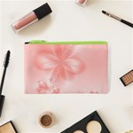 Pastel Coral Floral Print Cosmetic Bag (XS) Front