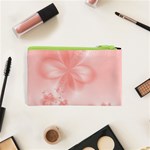 Pastel Coral Floral Print Cosmetic Bag (XS) Back