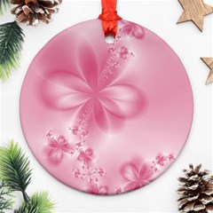 Blush Pink Floral Print Ornament (round) by SpinnyChairDesigns