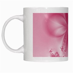 Blush Pink Floral Print White Mugs by SpinnyChairDesigns