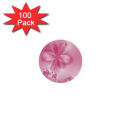 Blush Pink Floral Print 1  Mini Buttons (100 Pack)  by SpinnyChairDesigns