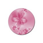 Blush Pink Floral Print Rubber Round Coaster (4 pack)  Front