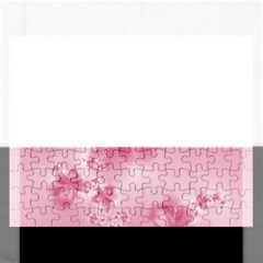 Blush Pink Floral Print Rectangular Jigsaw Puzzl by SpinnyChairDesigns