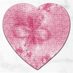 Blush Pink Floral Print Jigsaw Puzzle (heart) by SpinnyChairDesigns