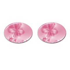 Blush Pink Floral Print Cufflinks (oval) by SpinnyChairDesigns