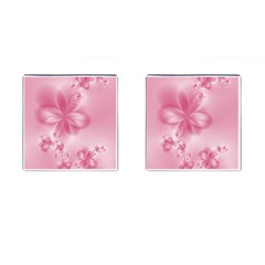 Blush Pink Floral Print Cufflinks (square) by SpinnyChairDesigns