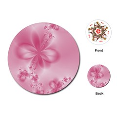 Blush Pink Floral Print Playing Cards Single Design (round) by SpinnyChairDesigns