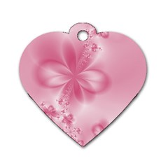 Blush Pink Floral Print Dog Tag Heart (one Side) by SpinnyChairDesigns