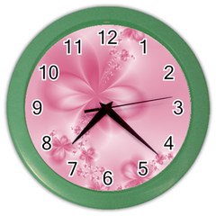 Blush Pink Floral Print Color Wall Clock by SpinnyChairDesigns