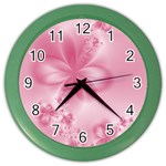 Blush Pink Floral Print Color Wall Clock Front