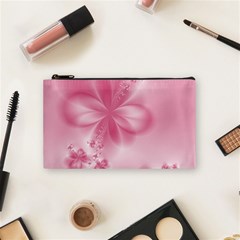 Blush Pink Floral Print Cosmetic Bag (small) by SpinnyChairDesigns