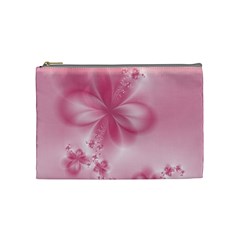 Blush Pink Floral Print Cosmetic Bag (medium) by SpinnyChairDesigns