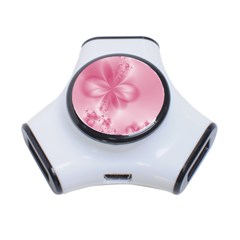 Blush Pink Floral Print 3-port Usb Hub by SpinnyChairDesigns