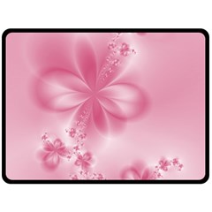 Blush Pink Floral Print Double Sided Fleece Blanket (large)  by SpinnyChairDesigns