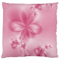 Blush Pink Floral Print Large Flano Cushion Case (one Side) by SpinnyChairDesigns