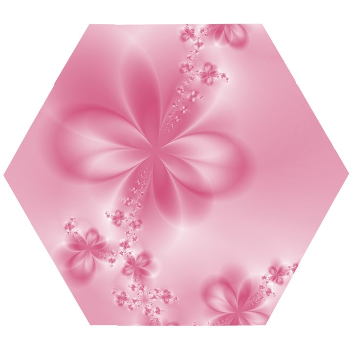 Blush Pink Floral Print Wooden Puzzle Hexagon