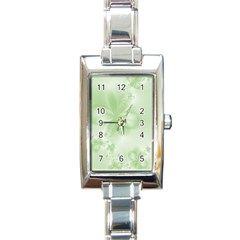 Tea Green Floral Print Rectangle Italian Charm Watch by SpinnyChairDesigns