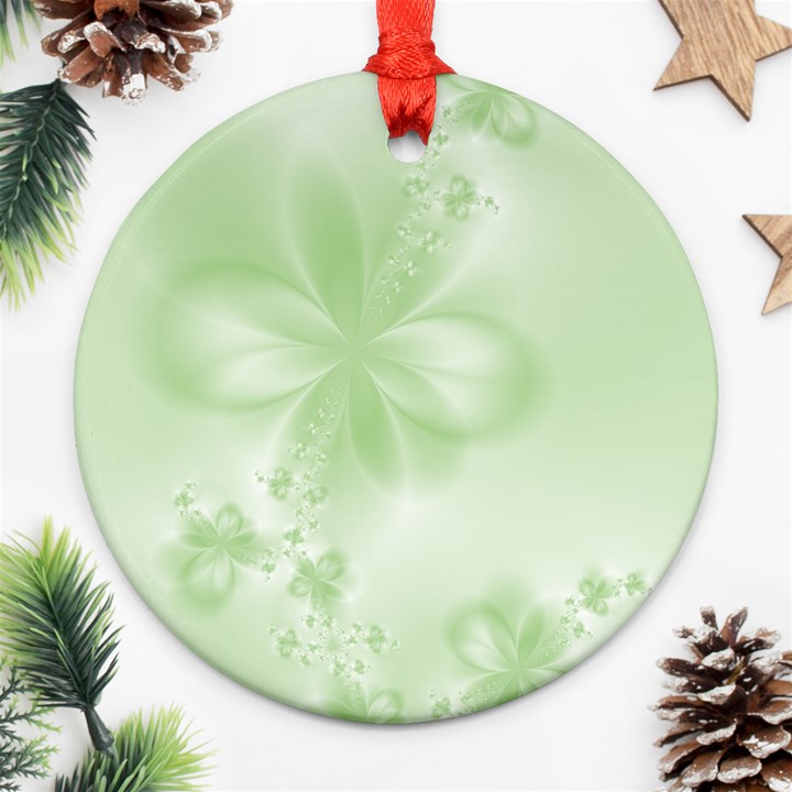 Tea Green Floral Print Ornament (Round)