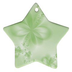 Tea Green Floral Print Ornament (star) by SpinnyChairDesigns