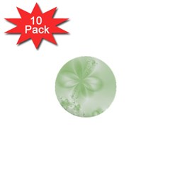 Tea Green Floral Print 1  Mini Buttons (10 Pack)  by SpinnyChairDesigns