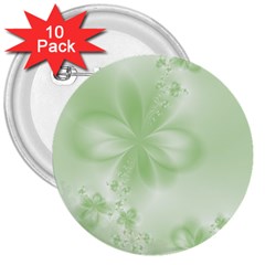 Tea Green Floral Print 3  Buttons (10 Pack)  by SpinnyChairDesigns