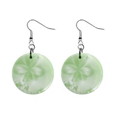 Tea Green Floral Print Mini Button Earrings by SpinnyChairDesigns