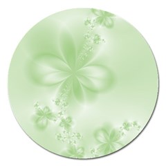 Tea Green Floral Print Magnet 5  (round) by SpinnyChairDesigns