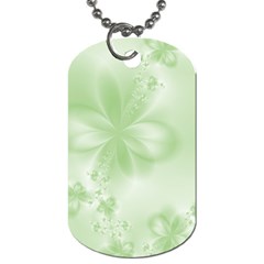 Tea Green Floral Print Dog Tag (one Side) by SpinnyChairDesigns