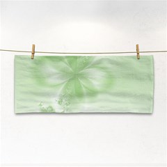 Tea Green Floral Print Hand Towel by SpinnyChairDesigns