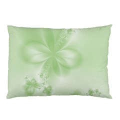 Tea Green Floral Print Pillow Case by SpinnyChairDesigns