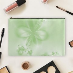 Tea Green Floral Print Cosmetic Bag (large) by SpinnyChairDesigns