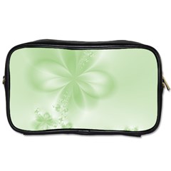 Tea Green Floral Print Toiletries Bag (one Side) by SpinnyChairDesigns