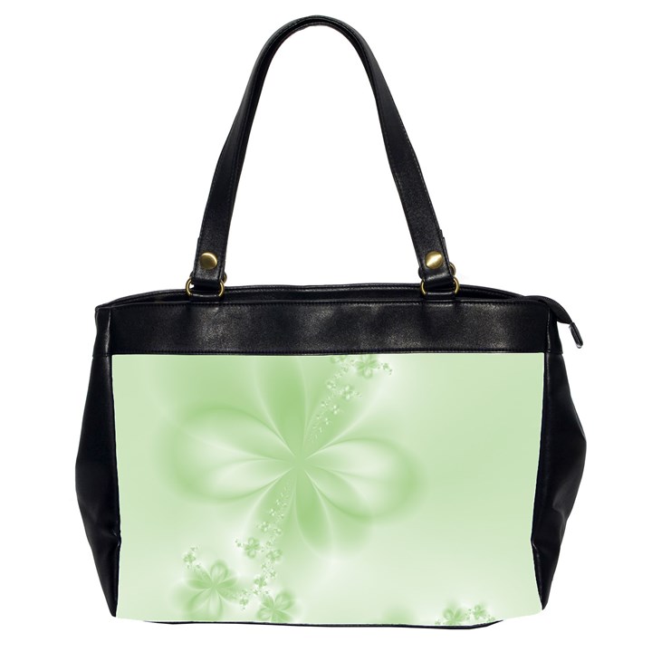 Tea Green Floral Print Oversize Office Handbag (2 Sides)